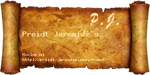 Preidt Jeremiás névjegykártya